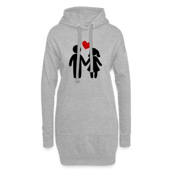 Couple amoureux - Sweat-shirt à capuche long Femme - gris chiné - Devant