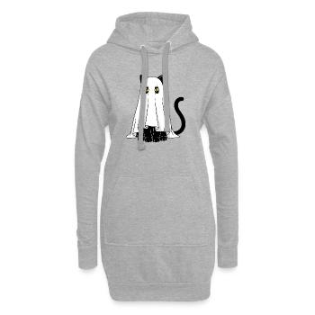 Geisterkatze Schleiergeist - Hoodie-Kleid - Grau meliert - Vorne