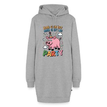 Party Schwein feiern Fasching Karneval Silvester  - Hoodie-Kleid - Grau meliert - Vorne