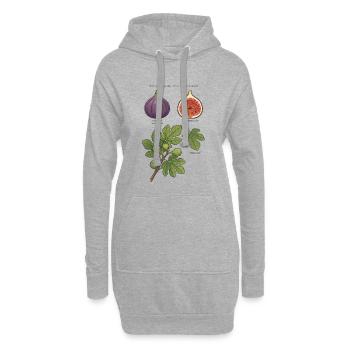 Planche Botanique Figuier Ficus Carica  - Sweat-shirt à capuche long Femme - gris chiné - Devant
