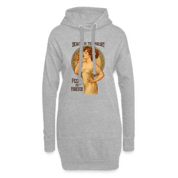 Art de pizza pin-up – La beauté est temporaire - Sweat-shirt à capuche long Femme - gris chiné - Devant
