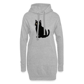 Chat noir chat noir - Sweat-shirt à capuche long Femme - gris chiné - Devant