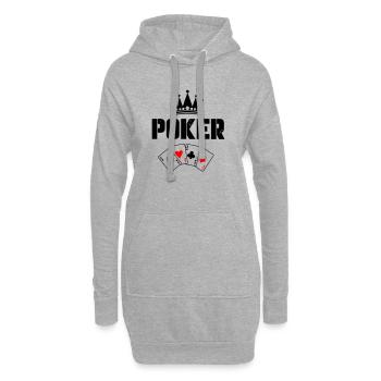 Cartes de poker - Sweat-shirt à capuche long Femme - gris chiné - Devant