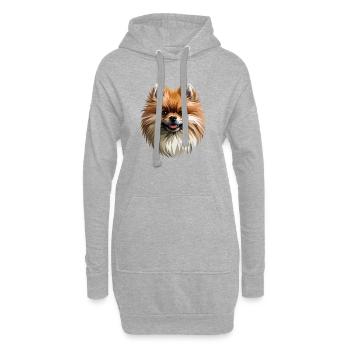 Pom de Poméranie Pom Douce Allemande - Sweat-shirt à capuche long Femme - gris chiné - Devant
