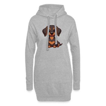 Dachshund Baby - Hoodie-Kleid - Grau meliert - Vorne