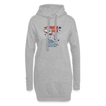 Wine and Dine – Pasta Liebe & Genuss Spruch - Hoodie-Kleid - Grau meliert - Vorne