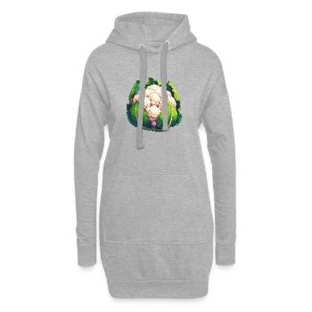 chou-fleur - Sweat-shirt à capuche long Femme - gris chiné - Devant