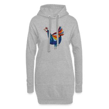 Hühner Fans -  Hahn - Gockel - Blumenhuhn - Bio - Hoodie-Kleid - Grau meliert - Vorne