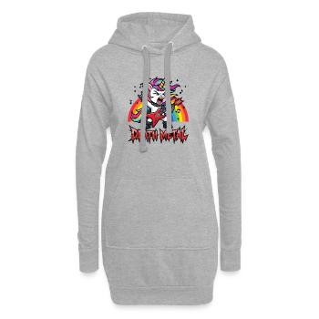 Death Metal Einhorn – Rocker Regenbogen Design - Hoodie-Kleid - Grau meliert - Vorne