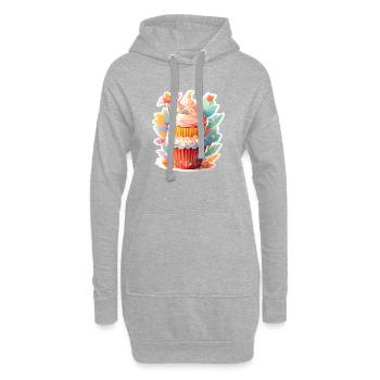 Blumen Cupcake  - Hoodie-Kleid - Grau meliert - Vorne
