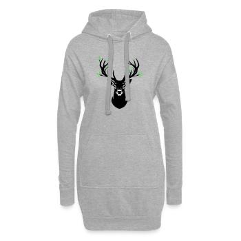 Feuilles naturelles en bois de cerf de tête de cerf - Sweat-shirt à capuche long Femme - gris chiné - Devant