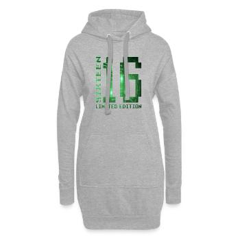 16. Geburtstag Limited Edition Pixel Zocker - Hoodie-Kleid - Grau meliert - Vorne