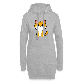 Kawaii Orange Kitten Cartoon - Hoodie-Kleid - Grau meliert - Vorne