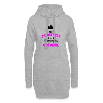 Prinzessin geboren im Oktober Geburtstagsgeschenk - Hoodie-Kleid - Grau meliert - Vorne