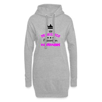 Princesse née Novembre Beau Cadeau Anniversaire - Sweat-shirt à capuche long Femme - gris chiné - Devant