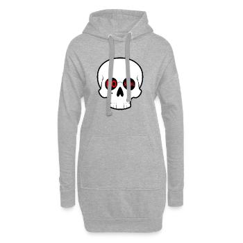 No_Signal_Skull_Minimal_Streetwear - Hoodie-Kleid - Grau meliert - Vorne