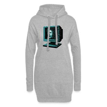 Retro-Computer Schrecken-  Retroglitch KI - Hoodie-Kleid - Grau meliert - Vorne