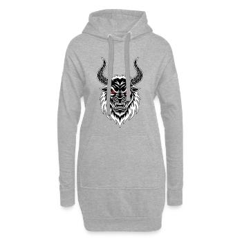 Fighting Bull Totem Hörner Verzierte rote Augen - Hoodie-Kleid - Grau meliert - Vorne
