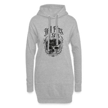 Katze im Totenkopf Oldschool Tattoo Design - Hoodie-Kleid - Grau meliert - Vorne