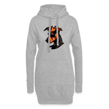 Couronne de chien doberman - Sweat-shirt à capuche long Femme - gris chiné - Devant