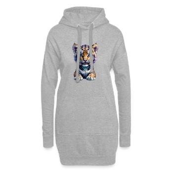 Süßes Tigerbaby - Hoodie-Kleid - Grau meliert - Vorne
