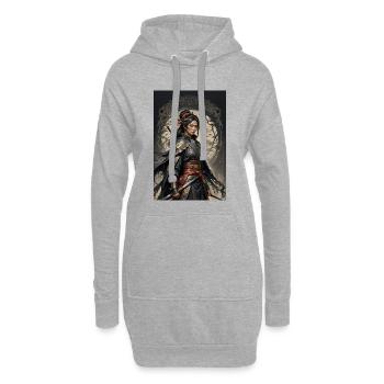 Dunkle Samurai Kriegerin im Kimono - Hoodie-Kleid - Grau meliert - Vorne