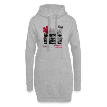 Fragmentierte Masken der Wahrheit - Hoodie-Kleid - Grau meliert - Vorne