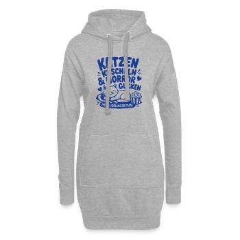 Katzen Kuscheln Horror Gucken Ritual - Hoodie-Kleid - Grau meliert - Vorne