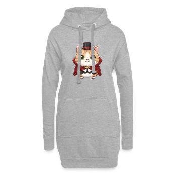 Cat en vampire - Sweat-shirt à capuche long Femme - gris chiné - Devant