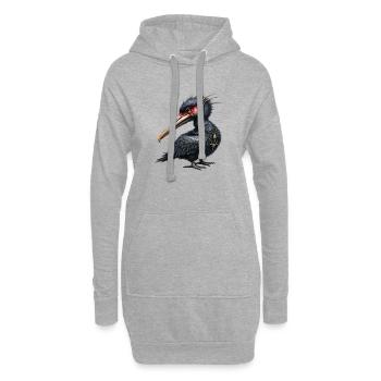 Mechanischer Vogel mit Totenkopfhalskette - Hoodie-Kleid - Grau meliert - Vorne