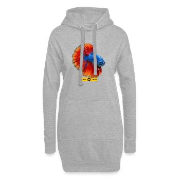 Betta bleu et queue flamboyante - Sweat-shirt à capuche long Femme - gris chiné - Devant