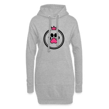 Maman de chien Patte de Cœur Couronne Os de chien - Sweat-shirt à capuche long Femme - gris chiné - Devant