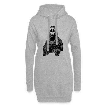 Crâne de la Joconde (noir) - Sweat-shirt à capuche long Femme - gris chiné - Devant