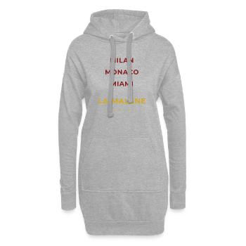 La Malène Lozère - Miami - Monaco - Milan - Sweat-shirt à capuche long Femme - gris chiné - Devant
