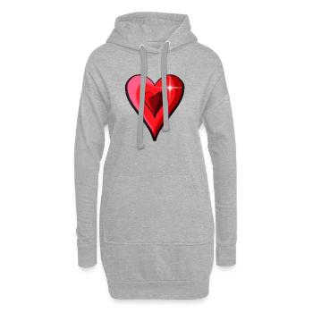Cœur double brillance - Sweat-shirt à capuche long Femme - gris chiné - Devant