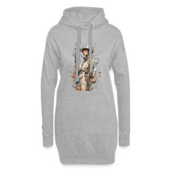Steampunk-Blumenastronaut - Hoodie-Kleid - Grau meliert - Vorne