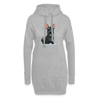Kleiner Scottish Terrier (Comic) - Hoodie-Kleid - Grau meliert - Vorne