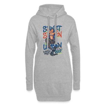 Street Siren Urban Mermaid Graffiti Streetwear Art - Hoodie Dress - heather grey - Front