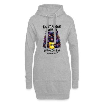 Cat Coffee Watercolor Morning Grouch - Hoodie Dress - heather grey - Front
