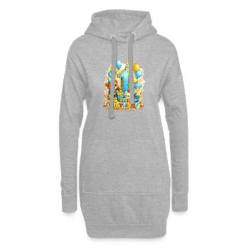 Gâteau ballon Teddy pour son premier anniversaire - Sweat-shirt à capuche long Femme - gris chiné - Devant