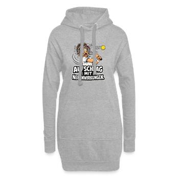 Tennis Aufschlag mit coolen Nebenwirkungen Humor - Hoodie-Kleid - Grau meliert - Vorne