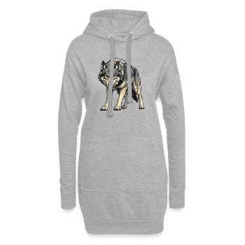 Gray Wolf Illustration - Hoodie Dress - heather grey - Front
