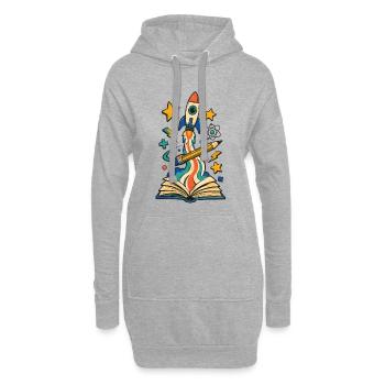 Fusée de début d’école tirée du livre au crayon - Sweat-shirt à capuche long Femme - gris chiné - Devant
