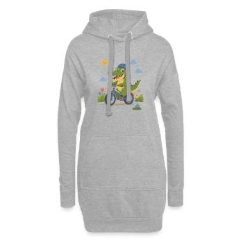Crocodile faisant du vélo avec un casque - Sweat-shirt à capuche long Femme - gris chiné - Devant