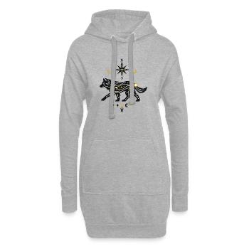 Loup de l’Étoile du Nord avec Chemins Stellaires - Sweat-shirt à capuche long Femme - gris chiné - Devant