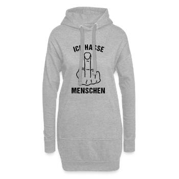 Ich hasse Menschen - Hoodie-Kleid - Grau meliert - Vorne