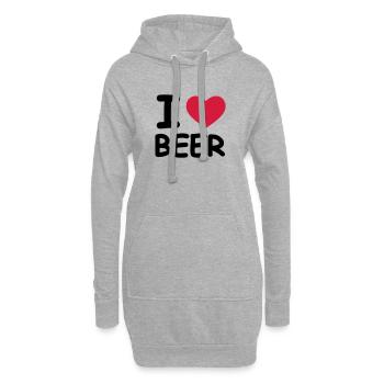I Love Beer - Hoodie-Kleid - Grau meliert - Vorne