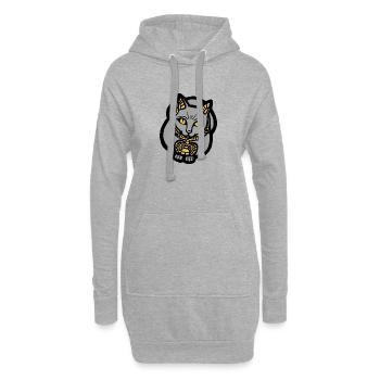 Graue Katze - Hoodie-Kleid - Grau meliert - Vorne