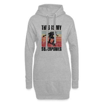 This is My Superpower Skateboard Skateboarder sk8 - Hoodie Dress - heather grey - Front