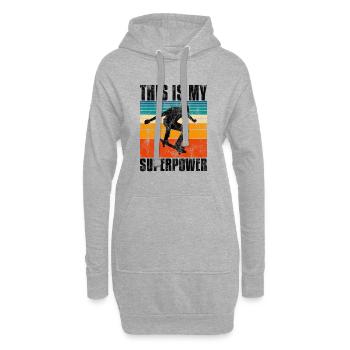 This is My Superpower Skateboard Skateboarder sk8 - Hoodie Dress - heather grey - Front